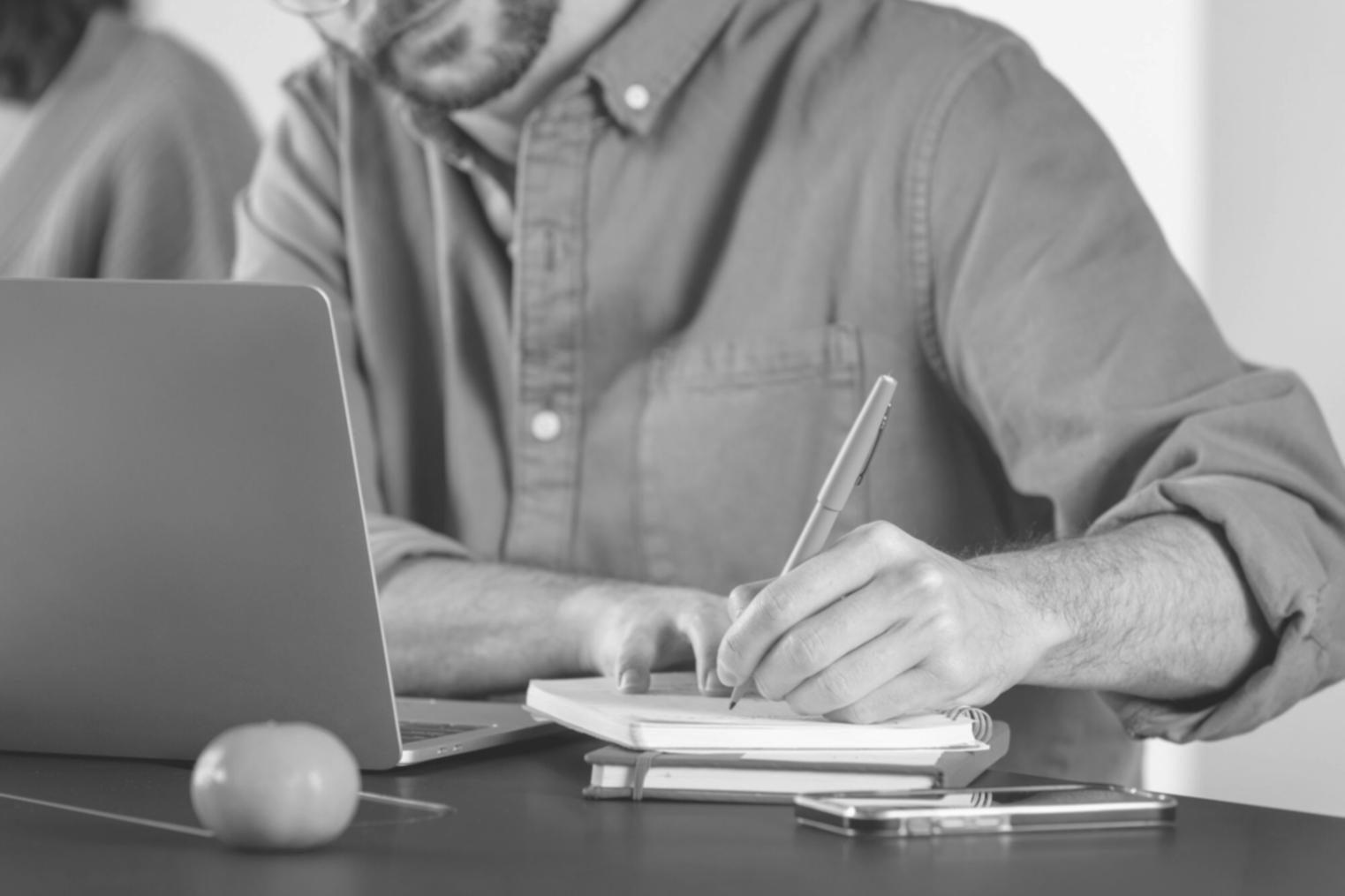Financial planning workspace with documents and calculator